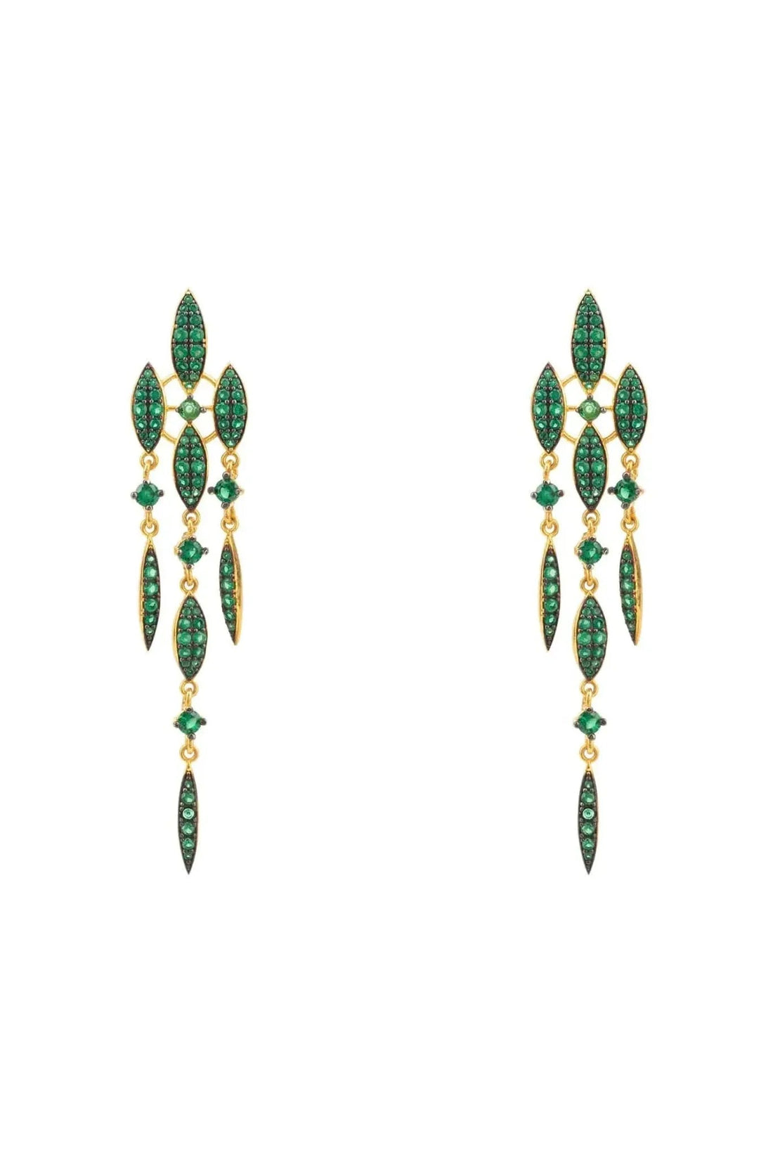 Valencia Statement Drop Earring Emerald Green Cz Gold-0
