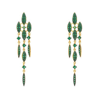 Valencia Statement Drop Earring Emerald Green Cz Gold-0