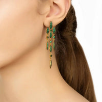Valencia Statement Drop Earring Emerald Green Cz Gold-1