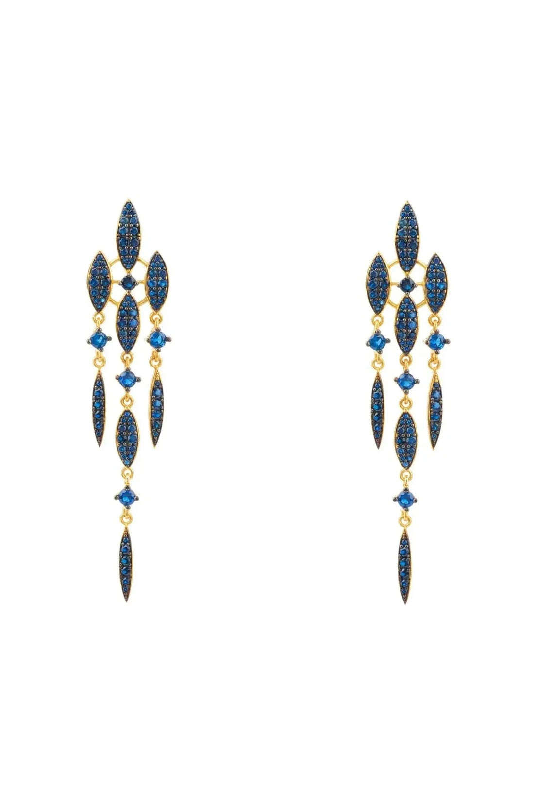 Valencia Statement Drop Earring Sapphire Blue Cz Gold-0