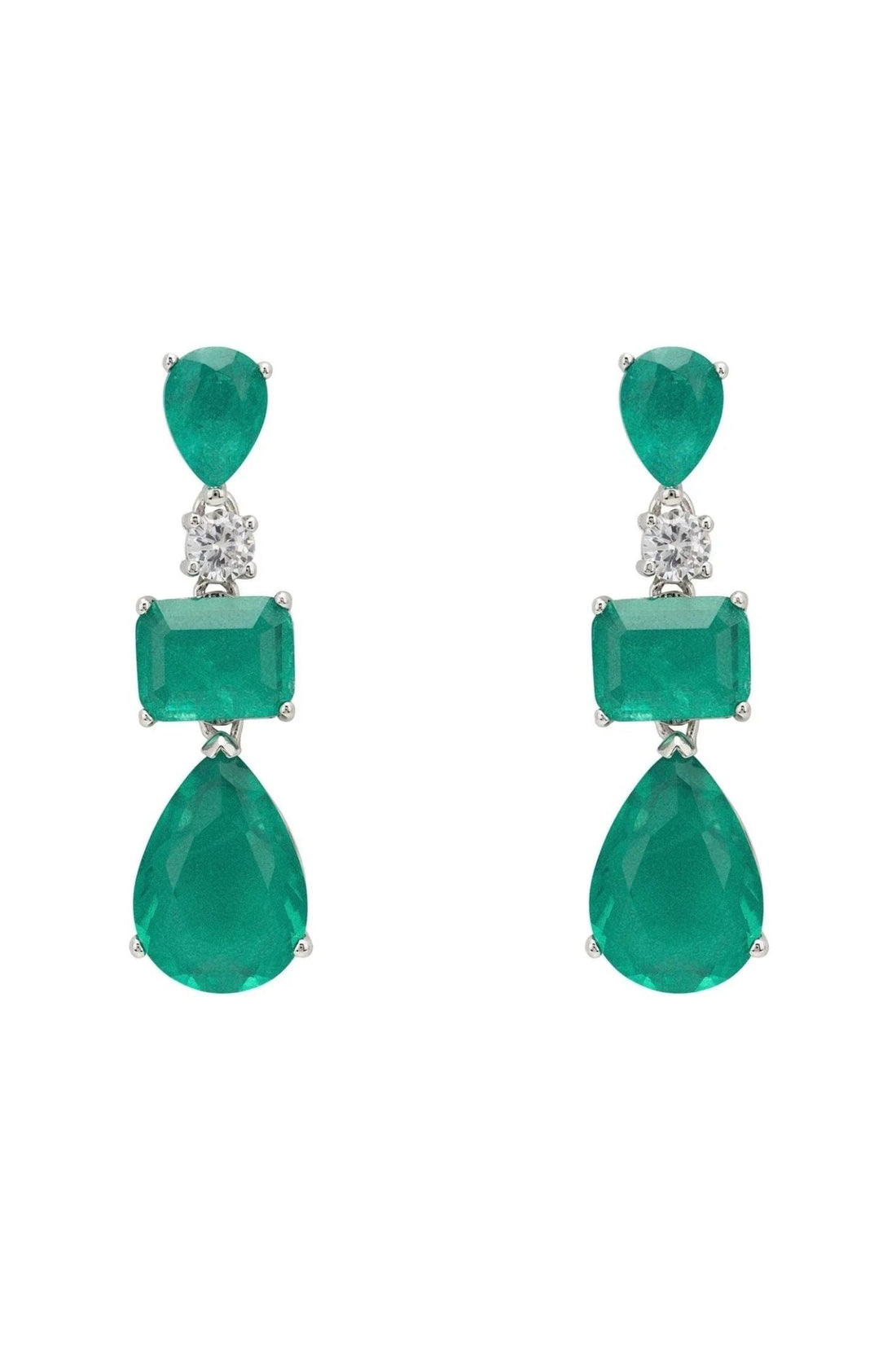 Valentina Drop Earrings Silver Colombian Emerald-0