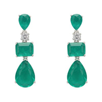 Valentina Drop Earrings Silver Colombian Emerald-0