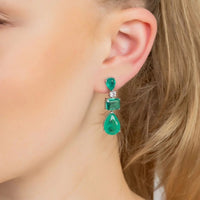 Valentina Drop Earrings Silver Colombian Emerald-1