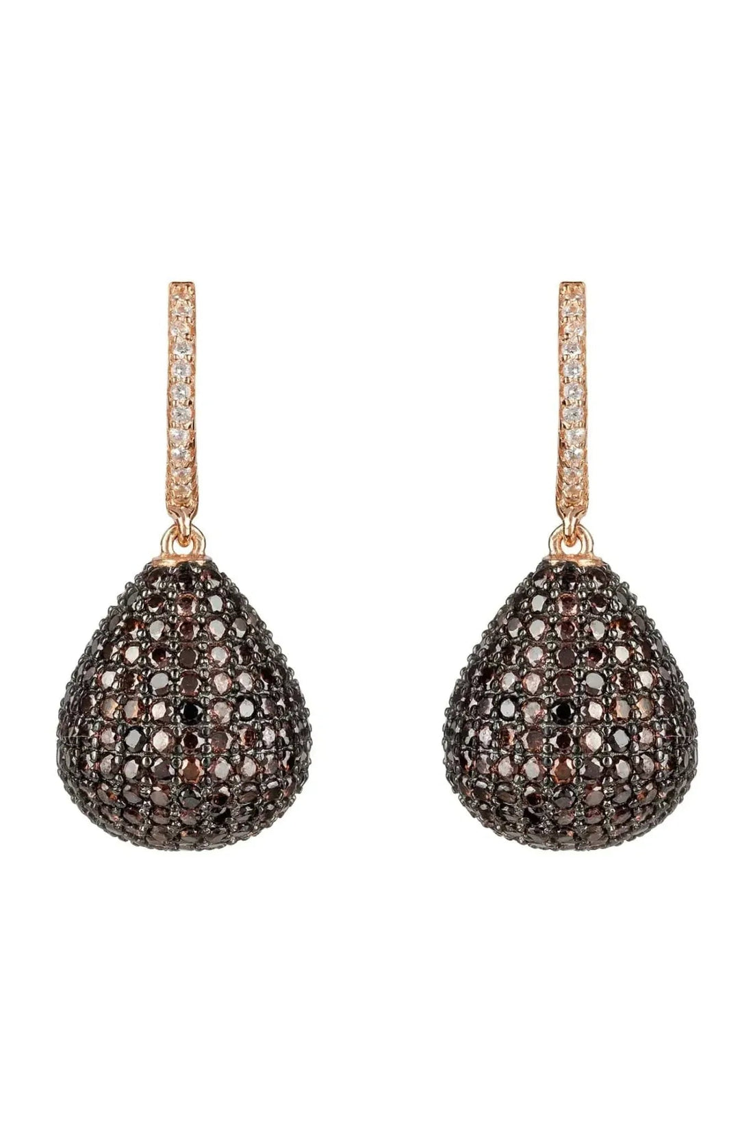 Valerie Pear Drop Gemstone Earring Rosegold Chocolate Cz-0