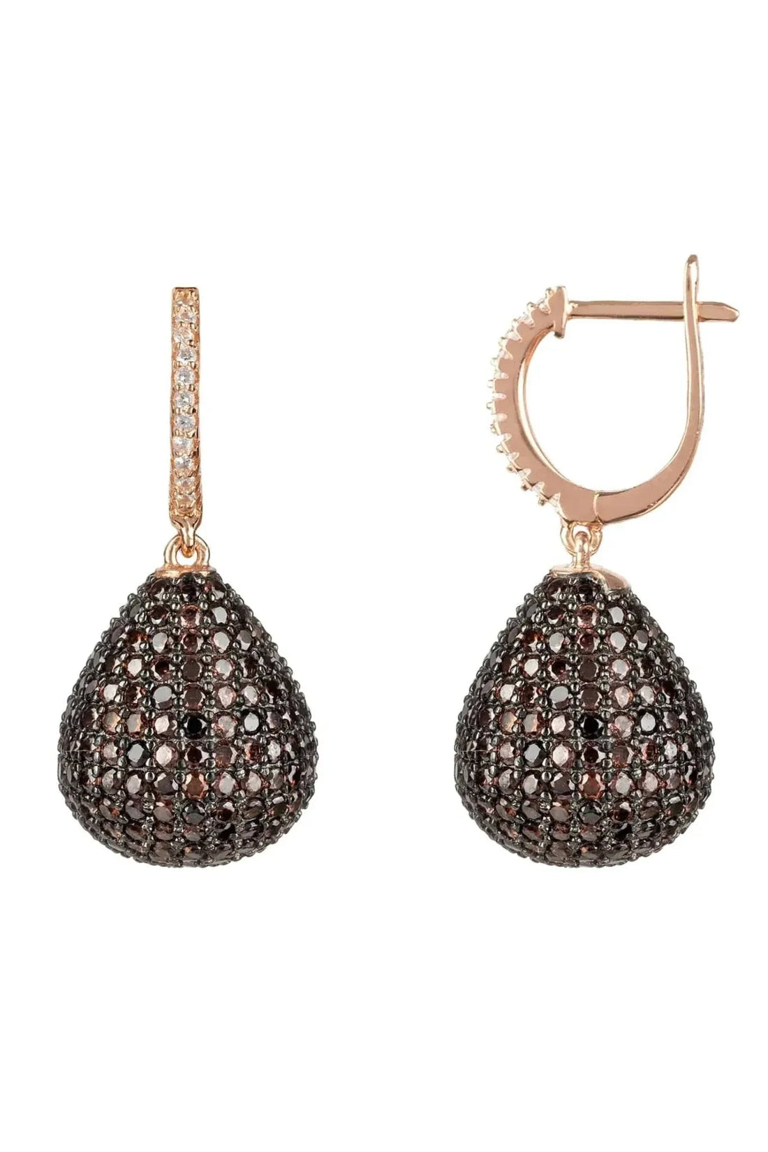 Valerie Pear Drop Gemstone Earring Rosegold Chocolate Cz-2