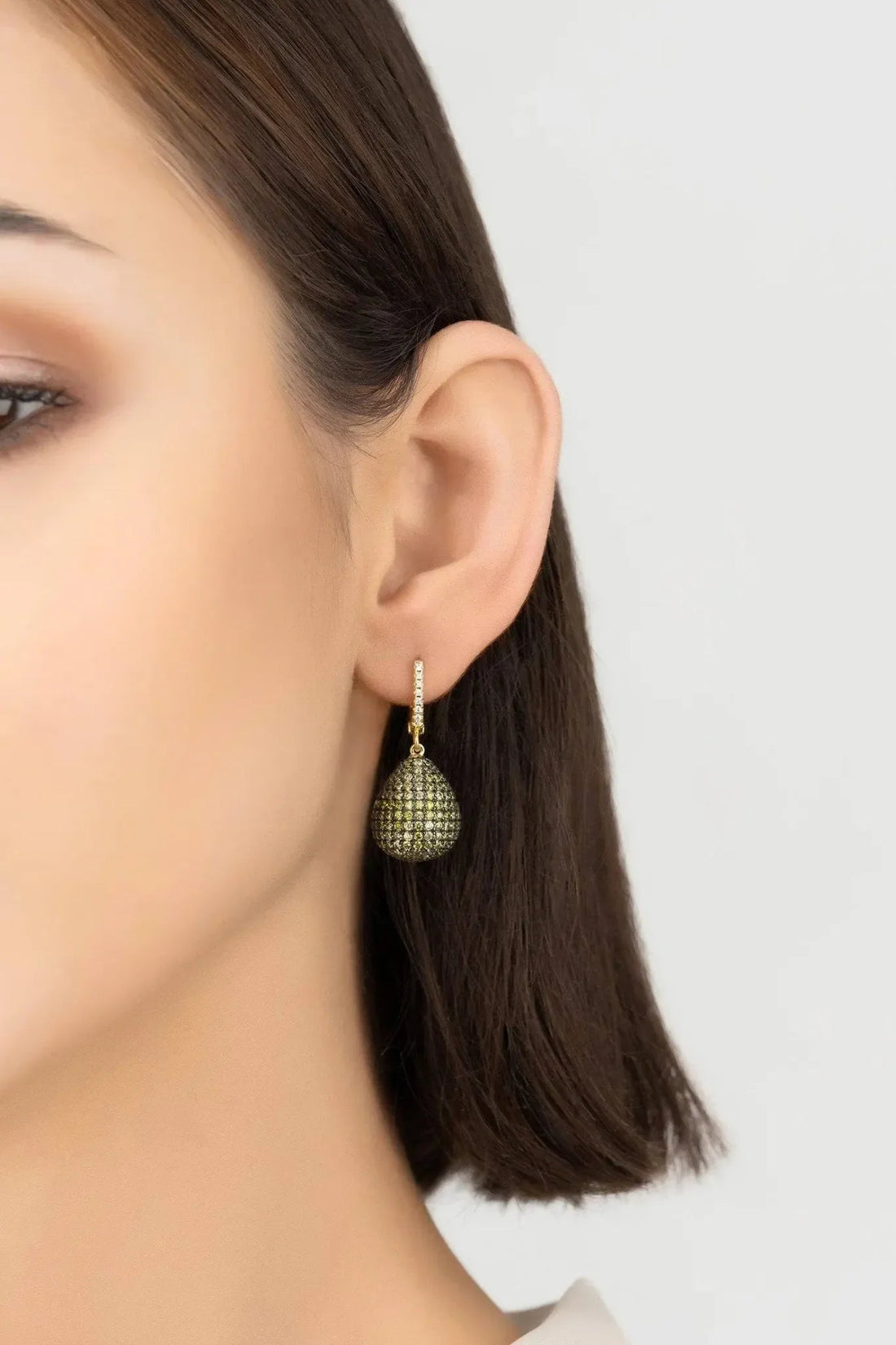 Valerie Pear Drop Gemstone Earrings Gold Peridot-1