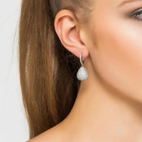 Pear drop gemstone earring with silver setting and white CZ