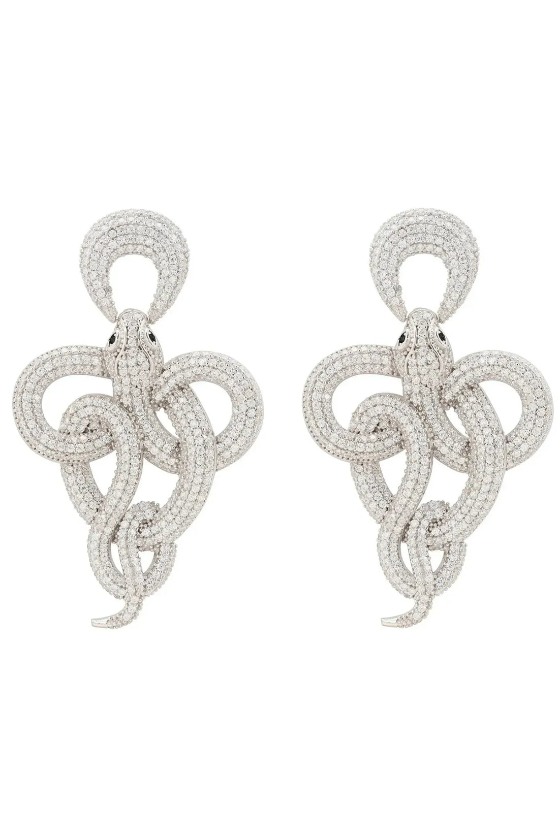 Viper Snake Drop Earrings Silver White-0