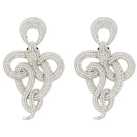 Viper Snake Drop Earrings Silver White-0