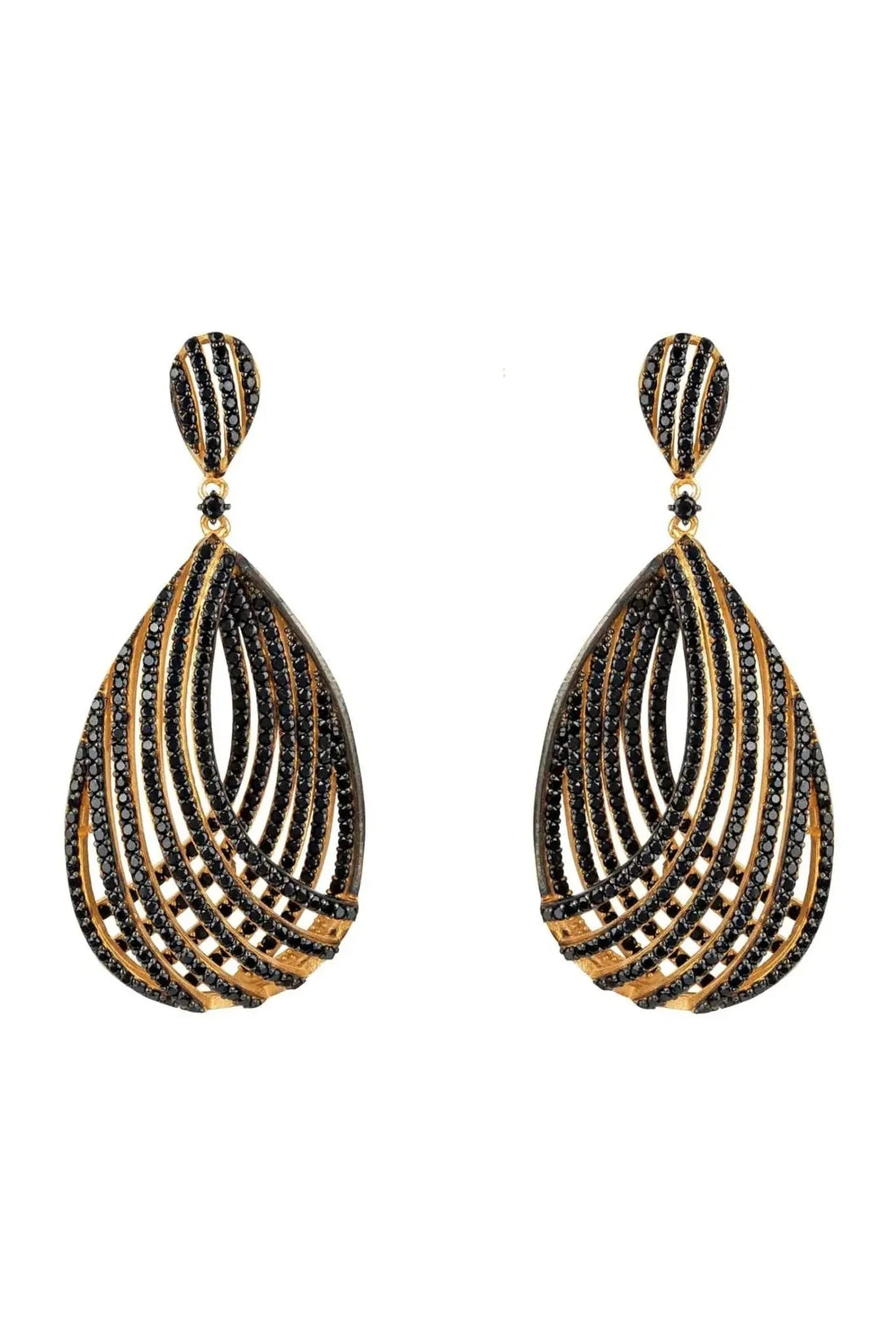 Vortex Teardrop Earring Black Cz-0