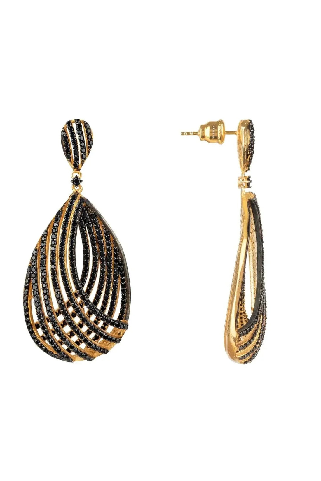 Vortex Teardrop Earring Black Cz-2