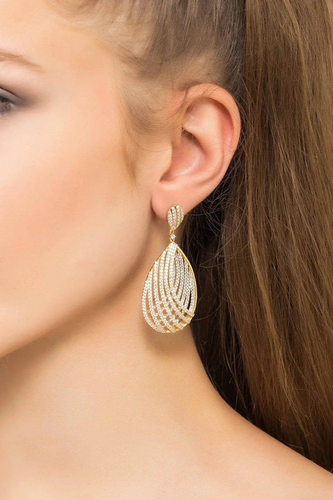 Vortex Teardrop Earring Gold-1