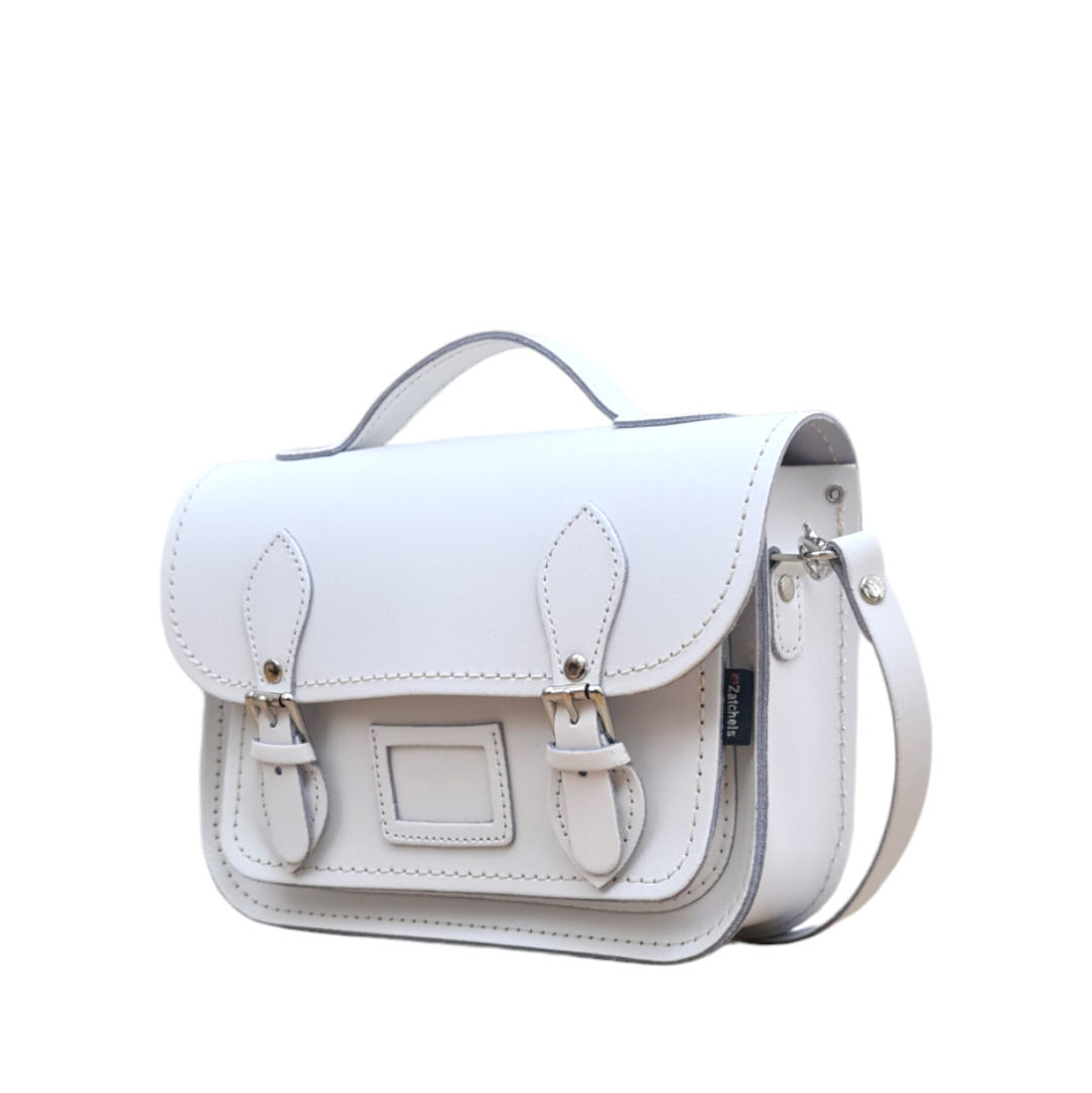 Leather Midi Satchel - White-2