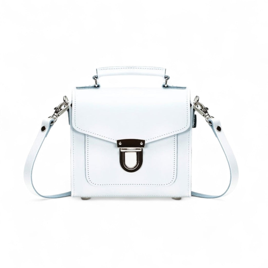 Handmade Leather Sugarcube Handbag - White-0