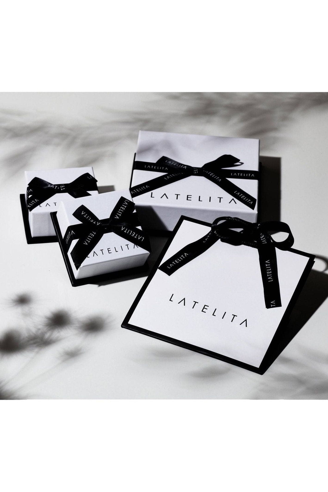 LATELITA gift boxes with black ribbon bows