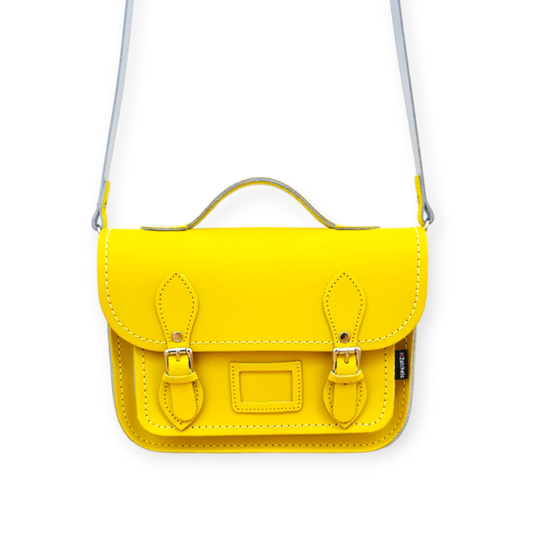 Leather Midi Satchel - Pastel Daffodil Yellow-3