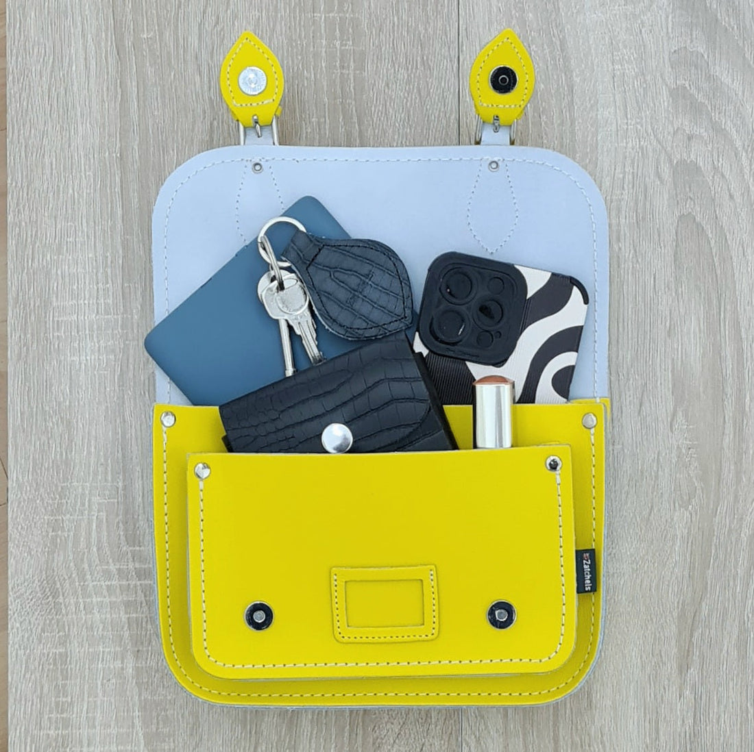 Leather Midi Satchel - Pastel Daffodil Yellow-4