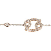 Cancer zodiac bracelet in rose-gold tone with crystal-studded crab face charm