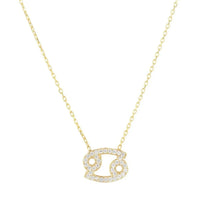 Zodiac Star Sign Pendant Necklace Gold Cancer-0
