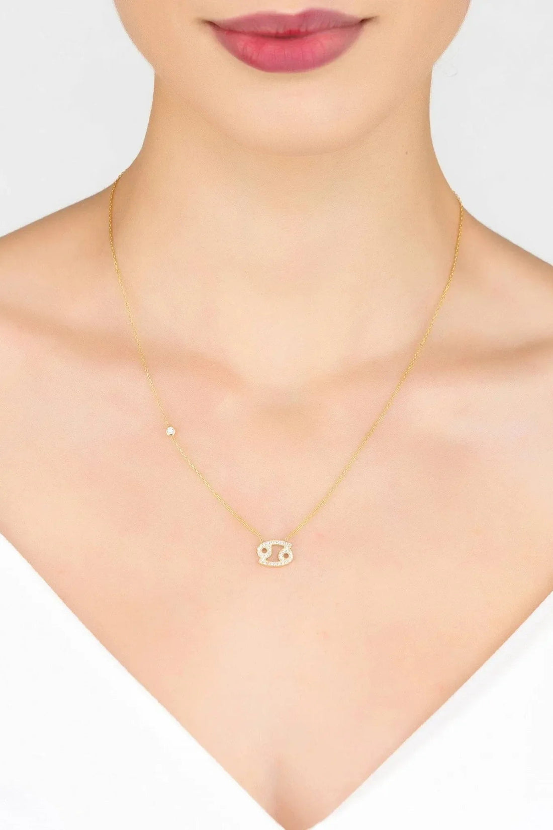 Zodiac Star Sign Pendant Necklace Gold Cancer-1