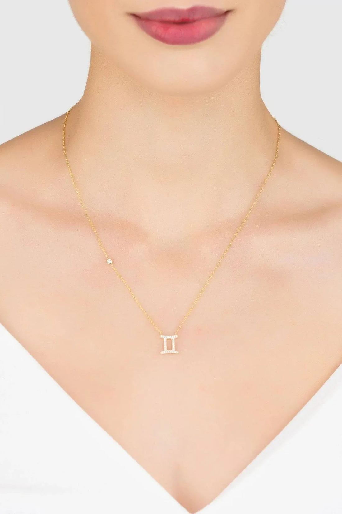 Zodiac Star Sign Pendant Necklace Gold Gemini-1