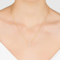 Zodiac Star Sign Pendant Necklace Gold Gemini-1