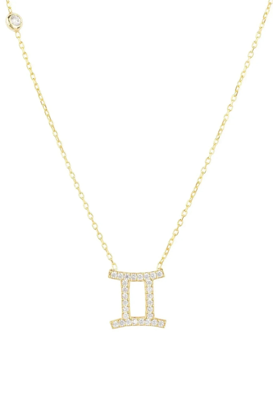 Zodiac Star Sign Pendant Necklace Gold Gemini-0