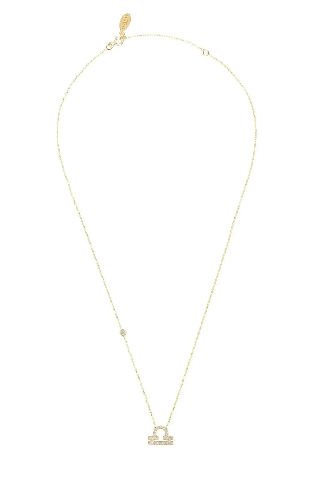 Gold chain pendant necklace with Libra scale charm