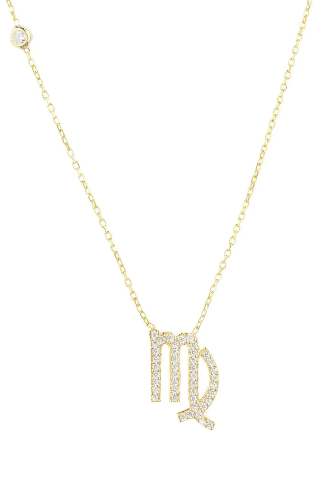 Zodiac Star Sign Pendant Necklace Gold Virgo-0