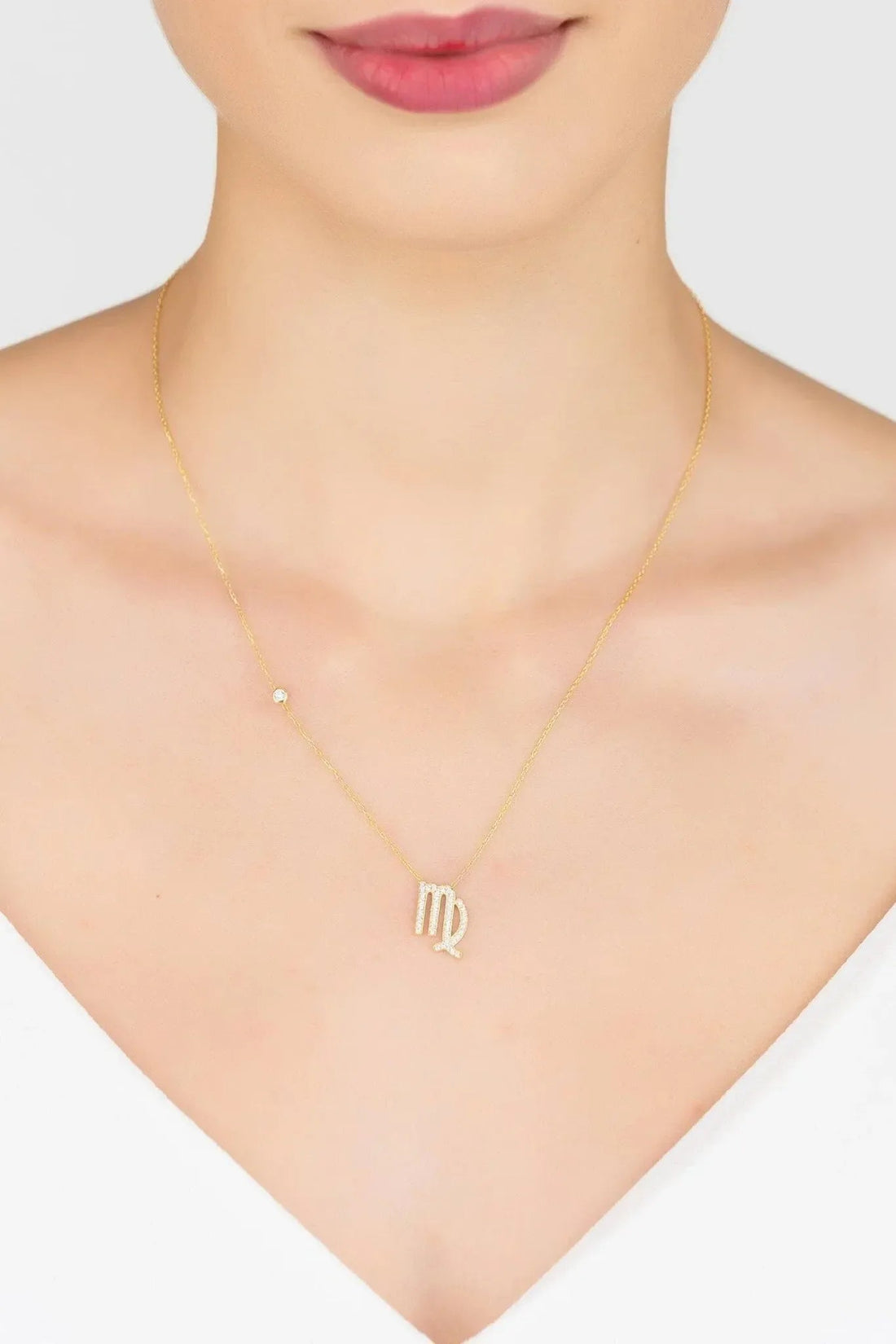 Zodiac Star Sign Pendant Necklace Gold Virgo-1