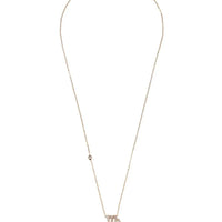 Rose gold Virgo zodiac pendant necklace with thin chain and round bead detail.
