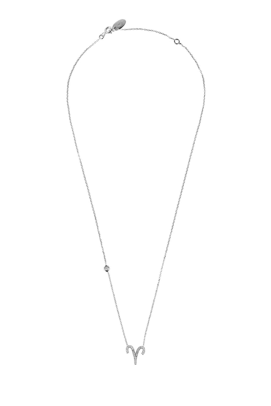 Zodiac Star Sign Pendant Necklace Silver Aries-2