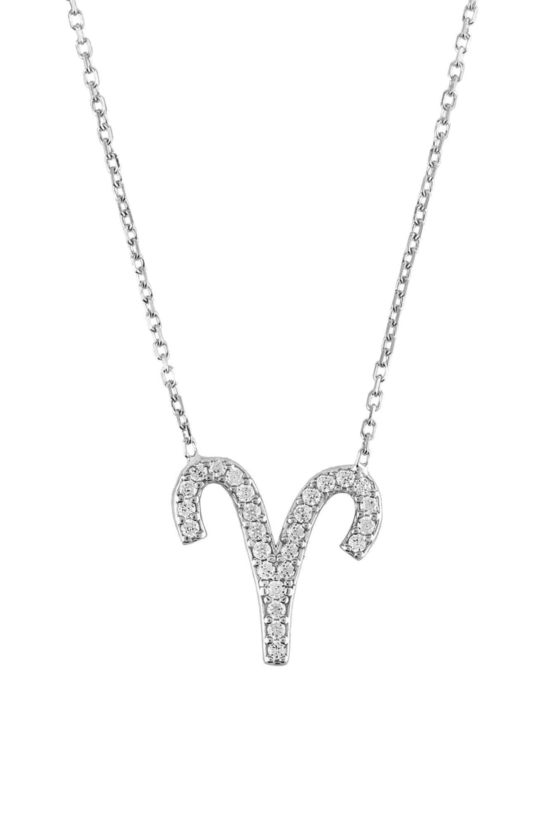 Zodiac Star Sign Pendant Necklace Silver Aries-0