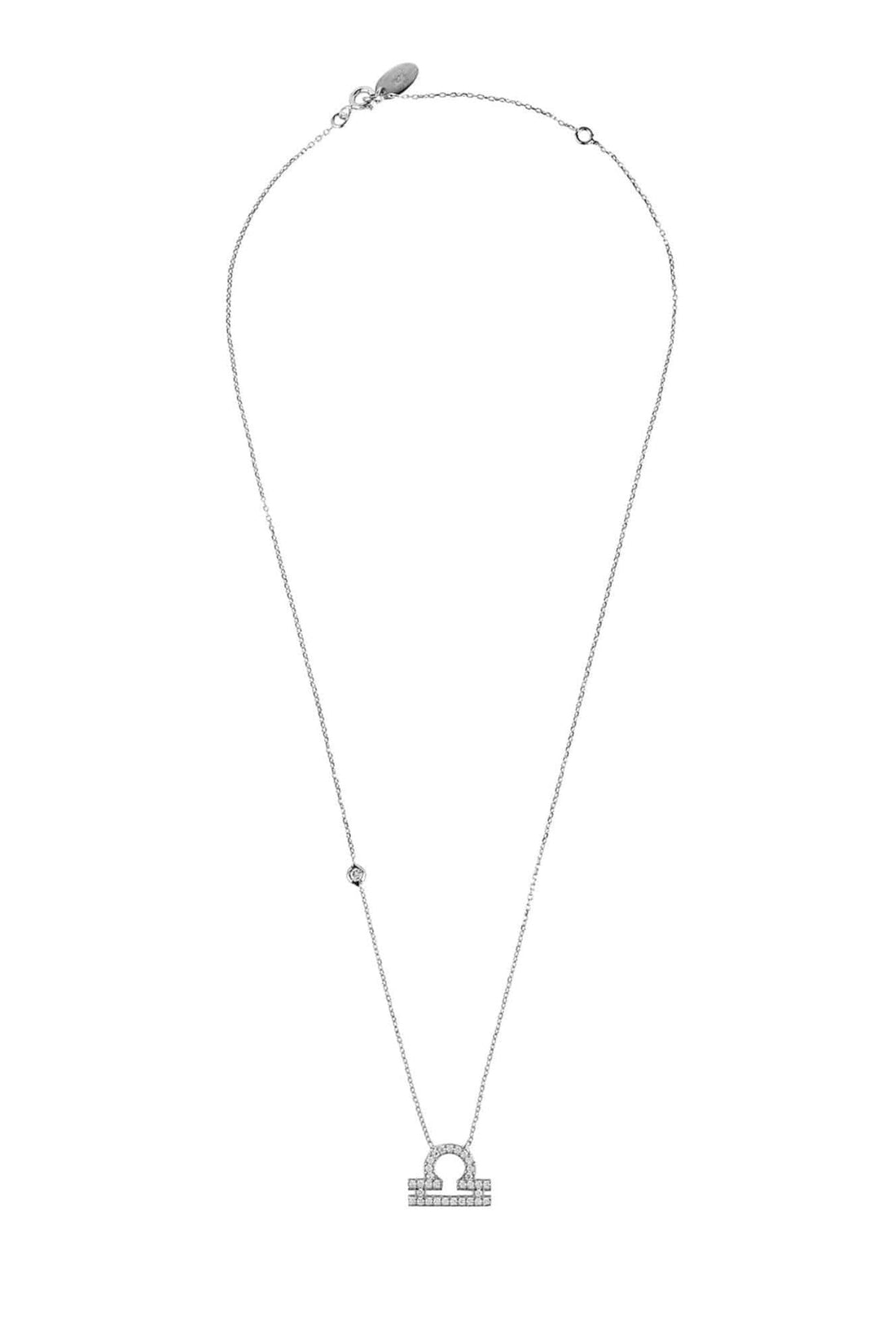 Zodiac Star Sign Pendant Necklace Silver Libra-2