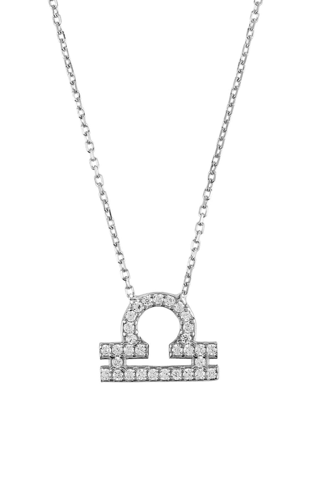 Zodiac Star Sign Pendant Necklace Silver Libra-0