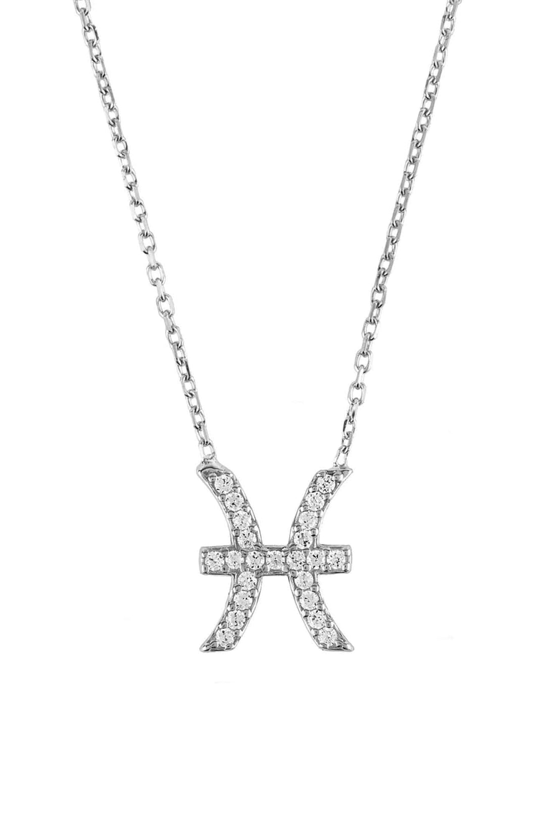 Zodiac Star Sign Pendant Necklace Silver Pisces-0