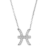Zodiac Star Sign Pendant Necklace Silver Pisces-0