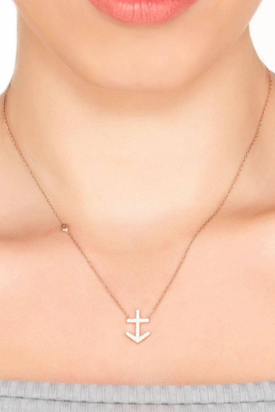 Silver anchor pendant necklace on a thin chain