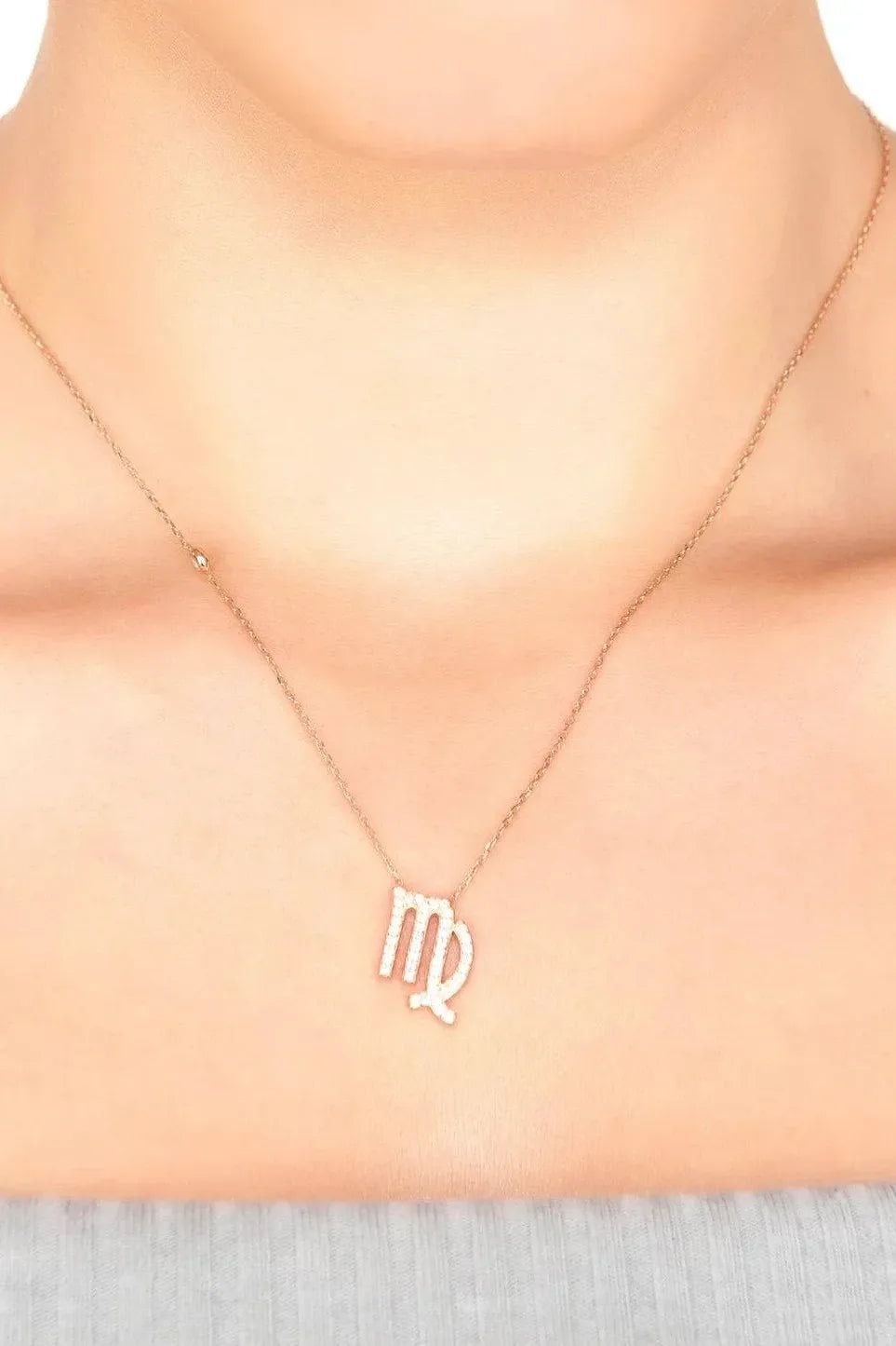 Zodiac Star Sign Pendant Necklace Silver Virgo-1