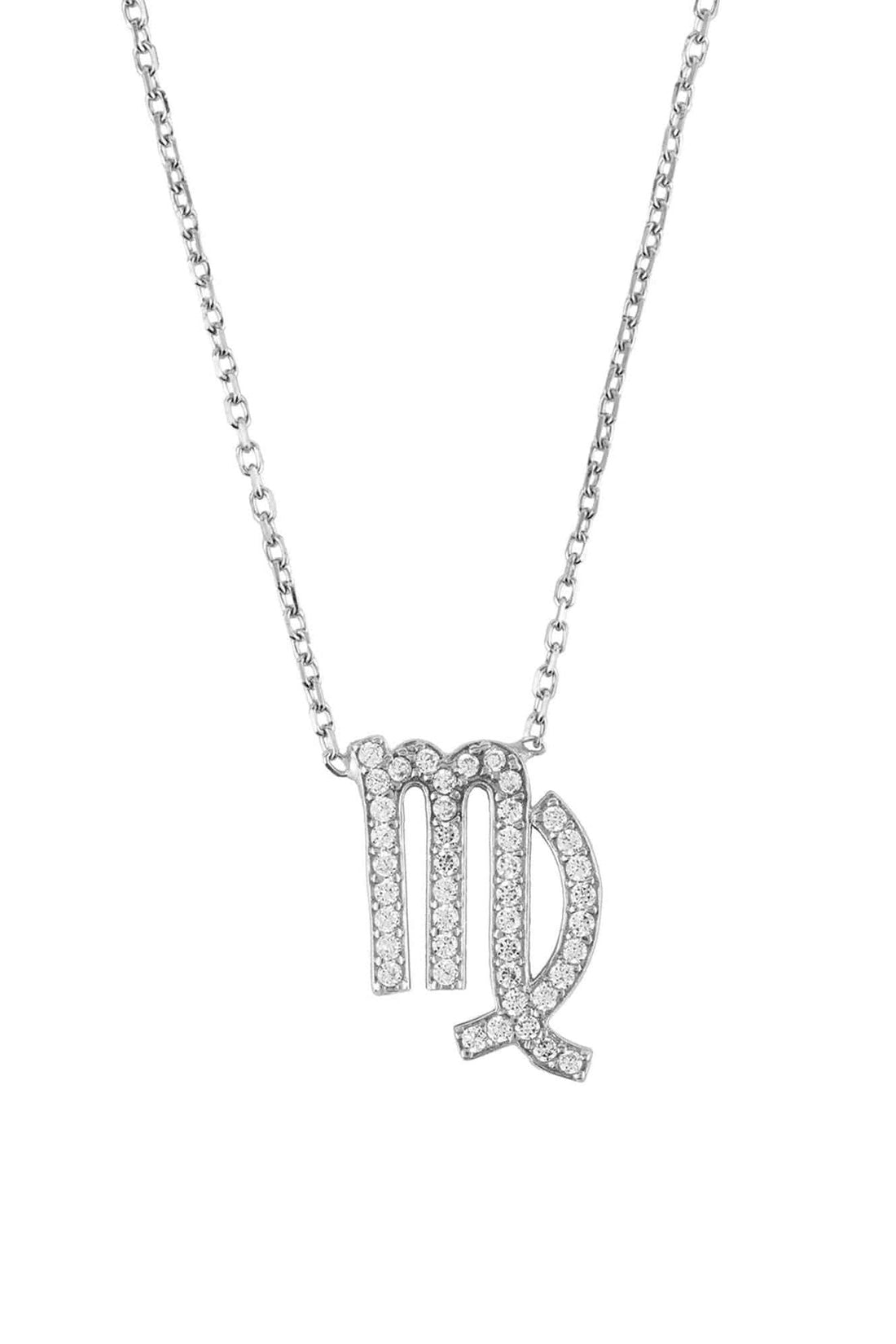 Zodiac Star Sign Pendant Necklace Silver Virgo-0